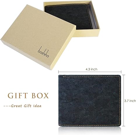 boshiho RFID Blocking Cork Wallet, Slim Bifold Vegan Credit Card Holder Purse Eco Friendly Gift for Men and Women
