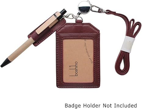 Genuine Leather Pen Holder, 2 Pack Boshiho Pen Pencil Holders for Badge Holder or Neck Lanyard