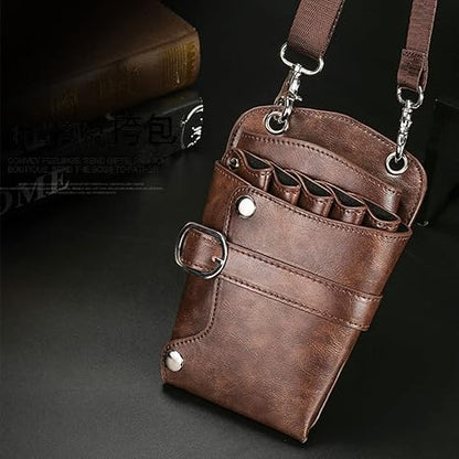 Scissors Pouch PU Leather Salon Barber Hairdressing Scissors Holster Hair Stylist Tools Bag Comb Shear Holster Waist Shoulder Belt