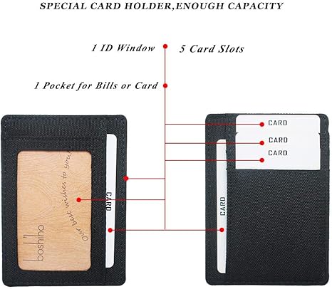 boshiho Card Holder Wallet for Men Women Slim Minimalist Front Pocket Wallet with 7 Cards Slots Travel, Daily Use, Gifts