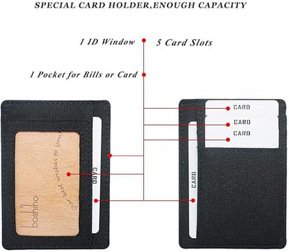 boshiho Card Holder Wallet for Men Women Slim Minimalist Front Pocket Wallet with 7 Cards Slots Travel, Daily Use, Gifts