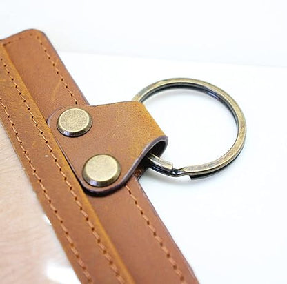 Badge Holder: Boshiho Cowhide Leather ID Badge Card Holder with 19" Neck Lanyard, Horizontal Style