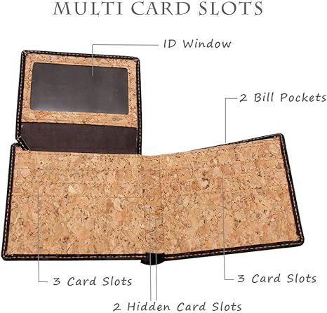 boshiho RFID Blocking Cork Wallet, Slim Bifold Vegan Credit Card Holder Purse Eco Friendly Gift for Men and Women