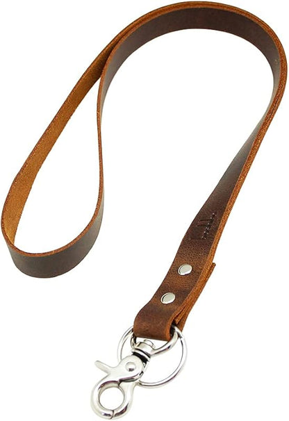 boshiho Office Lanyard, PU Leather Necklace Lanyard with Strong Clip and Keychain for Keys, ID Badge Holder, USB or Cellphone