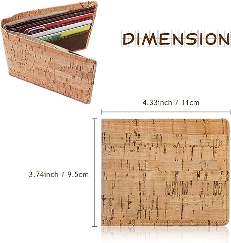 boshiho RFID Blocking Cork Wallet, Slim Bifold Vegan Credit Card Holder Coin Purse Eco Friendly Gift for Men and Women
