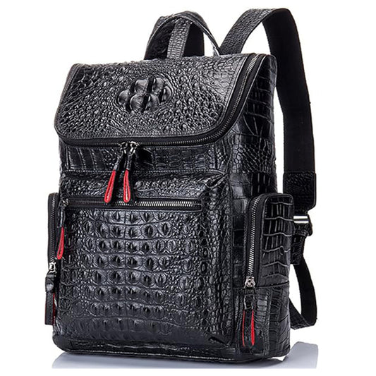 boshiho Real Leather Laptop Backpack Fashion Travel Bag Daypack for Men, Crocodile Pattern