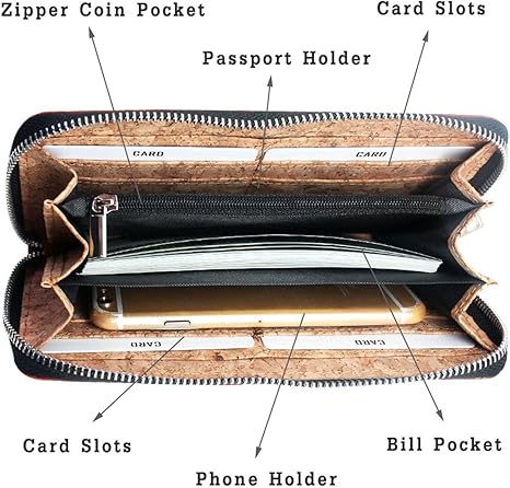 boshiho Cork Vegan Purse Wallet, Women’s Wallet Large Capacity Smart Phone Clutch Zip Long Purse with Card Holder Coin Pocket Vegan Gift