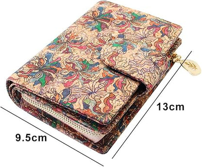 boshiho Vegan Cork Wallet, Women’s Purse Slim Zipper Design with Card Holder Coin Pocket Purse Eco-friendly Vegan Gift
