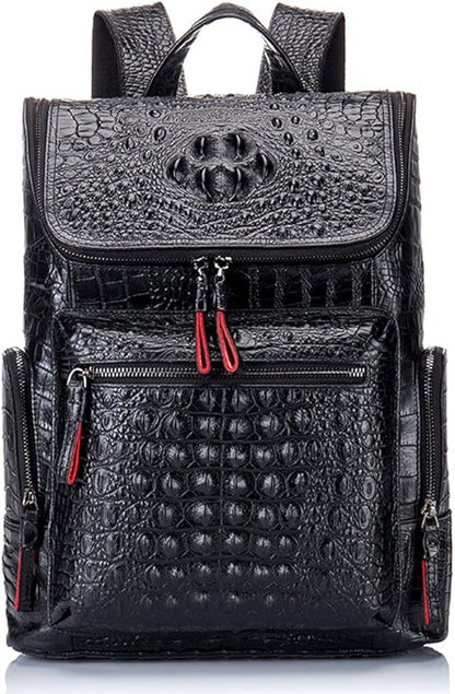 boshiho Real Leather Laptop Backpack Fashion Travel Bag Daypack for Men, Crocodile Pattern