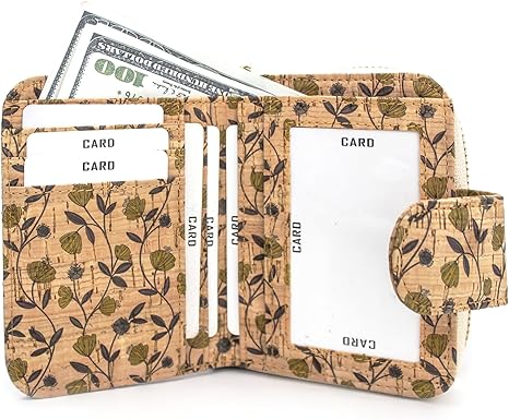 boshiho Wallets for Women, Vegan Card Holder Bifold Womens Wallet Small Compact RFID Blocking Purse with Zipper Coins Pocket