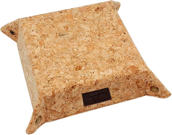 boshiho Valet Tray for Men, Natural Cork Jewelry Catchall Key Phone Coin Box Change Caddy Bedside Storage Box Eco-friendly Vegan Gift