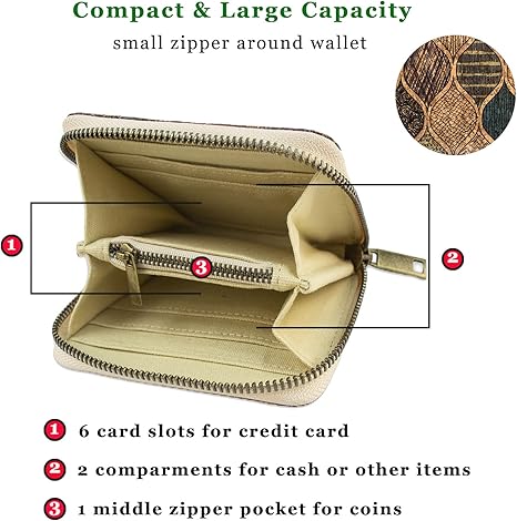 boshiho Small Wallet for Women RFID Blocking Vegan Cork Womens Zipper Wallet Compact Ladies Purse with Coin Pocket Eco-friendly Vegan Gift