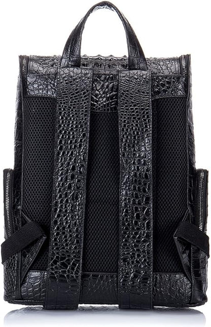 boshiho Real Leather Laptop Backpack Fashion Travel Bag Daypack for Men, Crocodile Pattern