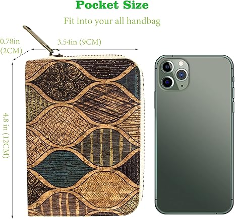 boshiho Small Wallet for Women RFID Blocking Vegan Cork Womens Zipper Wallet Compact Ladies Purse with Coin Pocket Eco-friendly Vegan Gift