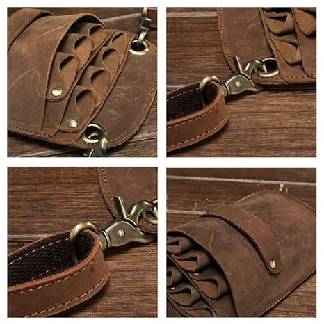Scissors Pouch Cowhide Leather Salon Barber Hairdressing Scissors Holster Hair Stylist Tools Bag Comb Shear Holster Waist Shoulder Belt