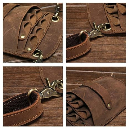 Scissors Pouch Cowhide Leather Salon Barber Hairdressing Scissors Holster Hair Stylist Tools Bag Comb Shear Holster Waist Shoulder Belt