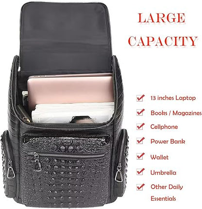 boshiho Real Leather Laptop Backpack Fashion Travel Bag Daypack for Men