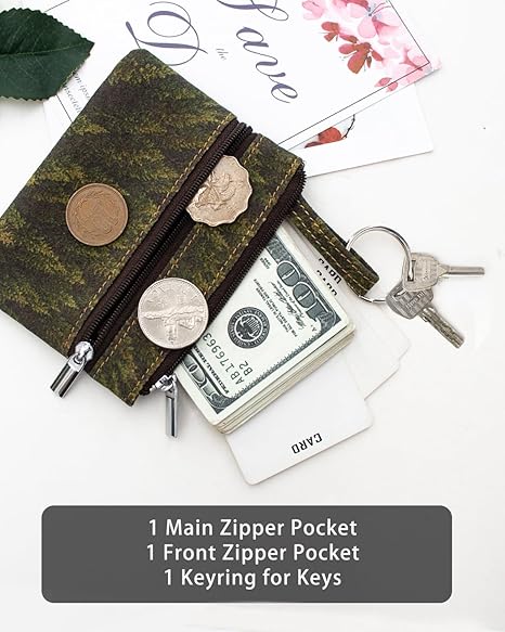 Eco-friendly Cork Coin Purse, Mini Pouch Card Change Vegan Wallet w Key Ring