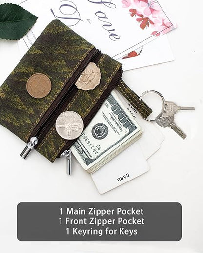 Eco-friendly Cork Coin Purse, Mini Pouch Card Change Vegan Wallet w Key Ring