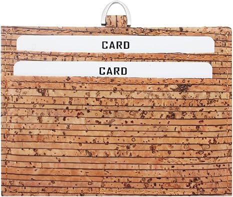 Badge Holder, Boshiho Eco-Friendly Cork ID Name Credit Card Case with Neck Lanyard Strap, Horizontal Style
