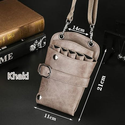 Scissors Pouch PU Leather Salon Barber Hairdressing Scissors Holster Hair Stylist Tools Bag Comb Shear Holster Waist Shoulder Belt