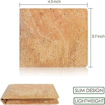 boshiho RFID Blocking Cork Wallet, Slim Bifold Vegan Credit Card Holder Purse Eco Friendly Gift for Men and Women