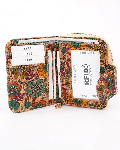 boshiho Wallets for Women, Vegan Card Holder Bifold Womens Wallet Small Compact RFID Blocking Purse with Zipper Coins Pocket