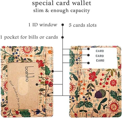 boshiho Card Holder Wallet for Men Women Eco Friendly Slim Minimalist Front Pocket Wallet with 7 Cards Slots for Environmentalist, Travel, Daily Use, Gifts