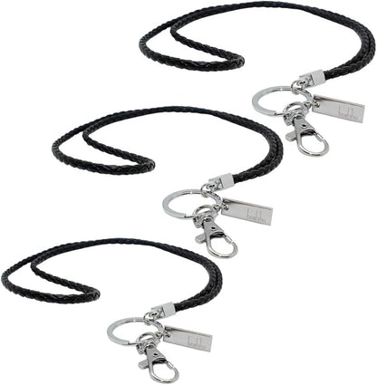 boshiho Office Lanyard, PU Leather Necklace Lanyard with Strong Clip and Keychain for Keys, ID Badge Holder, USB or Cellphone