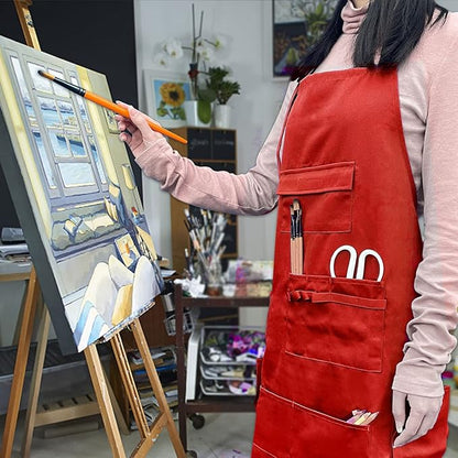 boshiho Painting Aprons Barber Apron with Pockets for Women/Men/Unisex, Utility or Work Apron
