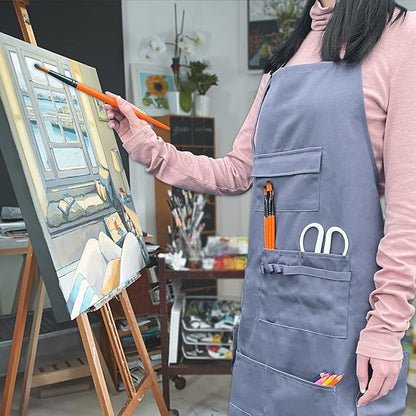 boshiho Painting Aprons Barber Apron with Pockets for Women/Men/Unisex, Utility or Work Apron