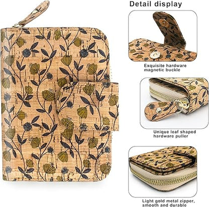 boshiho Wallets for Women, Vegan Card Holder Bifold Womens Wallet Small Compact RFID Blocking Purse with Zipper Coins Pocket