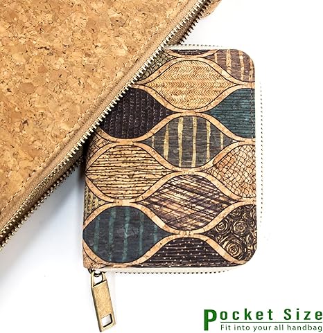 boshiho Small Wallet for Women RFID Blocking Vegan Cork Womens Zipper Wallet Compact Ladies Purse with Coin Pocket Eco-friendly Vegan Gift