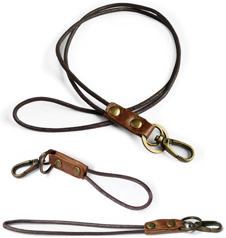 boshiho Office Lanyard, PU Leather Necklace Lanyard with Strong Clip and Keychain for Keys, ID Badge Holder, USB or Cellphone