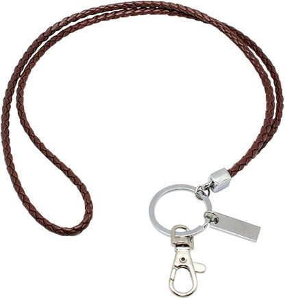 boshiho Office Lanyard, PU Leather Necklace Lanyard with Strong Clip and Keychain for Keys, ID Badge Holder, USB or Cellphone
