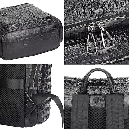 boshiho Real Leather Laptop Backpack Fashion Travel Bag Daypack for Men