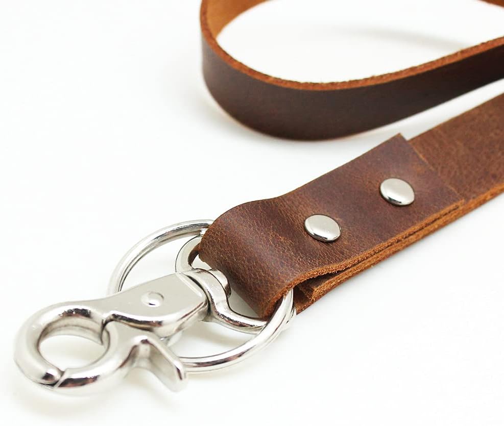 boshiho Office Lanyard, PU Leather Necklace Lanyard with Strong Clip and Keychain for Keys, ID Badge Holder, USB or Cellphone
