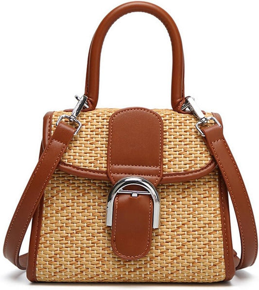 boshiho Retro Straw Woven Handbag Womens Small Cross Body Bag Shoulder Messenger Satchel