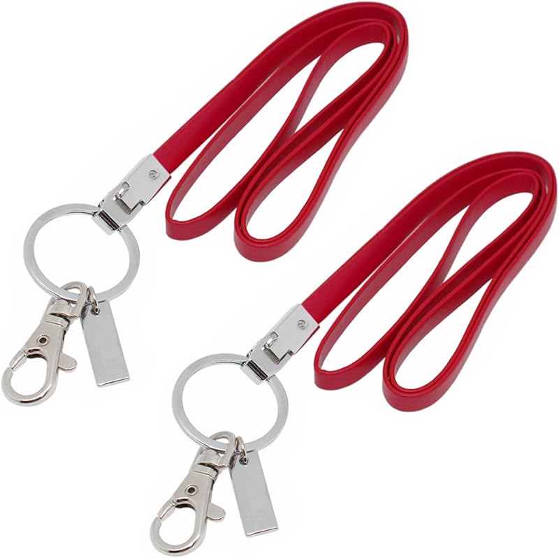 boshiho Office Lanyard, PU Leather Necklace Lanyard with Strong Clip and Keychain for Keys, ID Badge Holder, USB or Cellphone