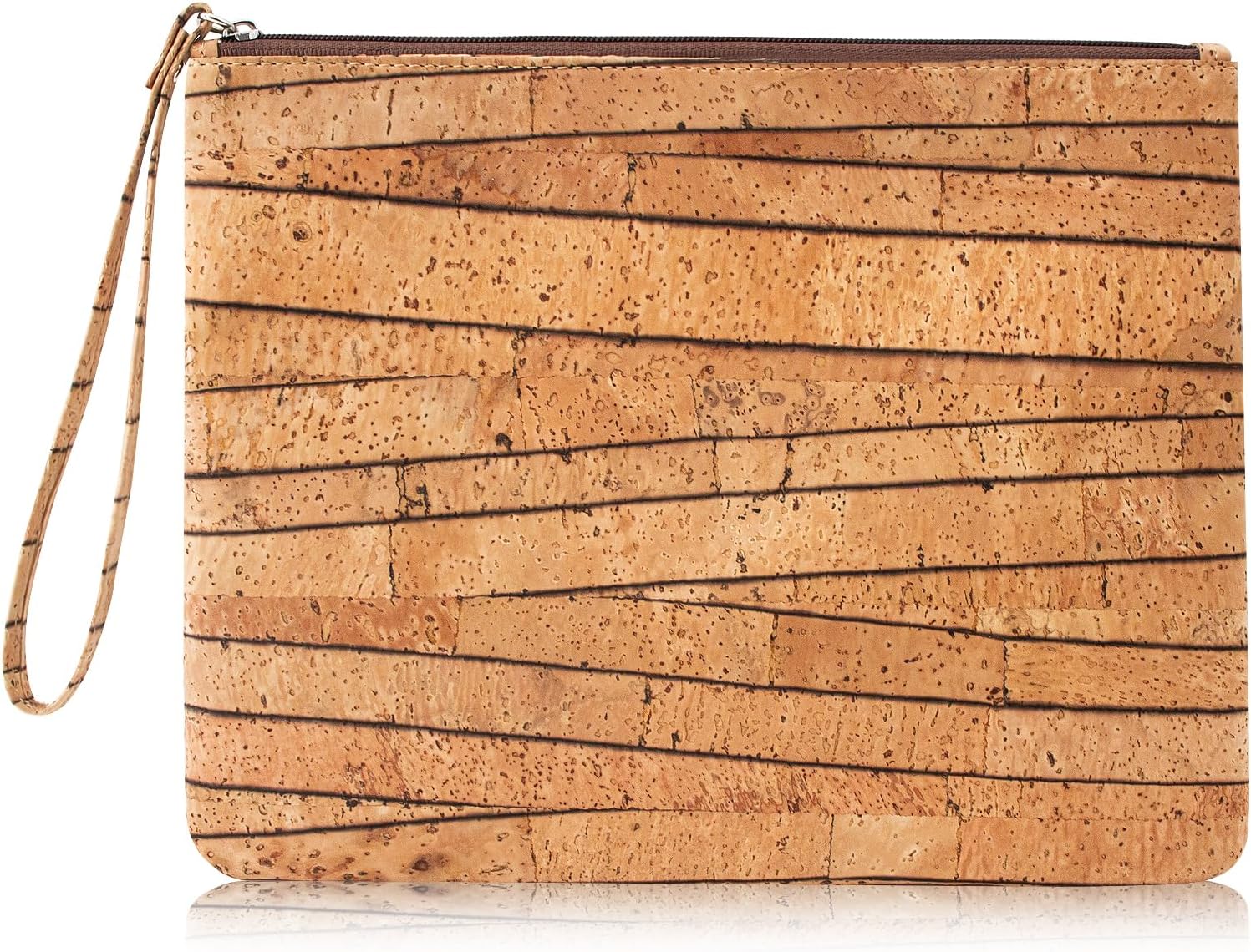 boshiho Clutch Purses for Women, Natural Cork Summer Wristlet Wallet Cell Phone Pouch Bag, 9 x 7 inch (Stripe Pattern)