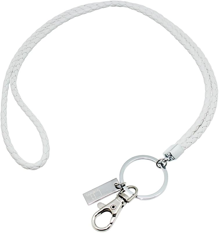 boshiho Office Lanyard, PU Leather Necklace Lanyard with Strong Clip and Keychain for Keys, ID Badge Holder, USB or Cellphone